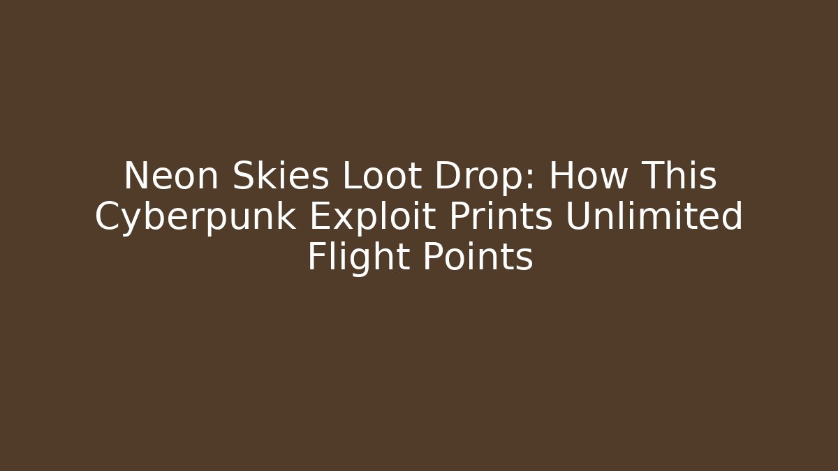 Neon Skies Loot Drop: How This Cyberpunk Exploit Prints Unlimited Flight Points