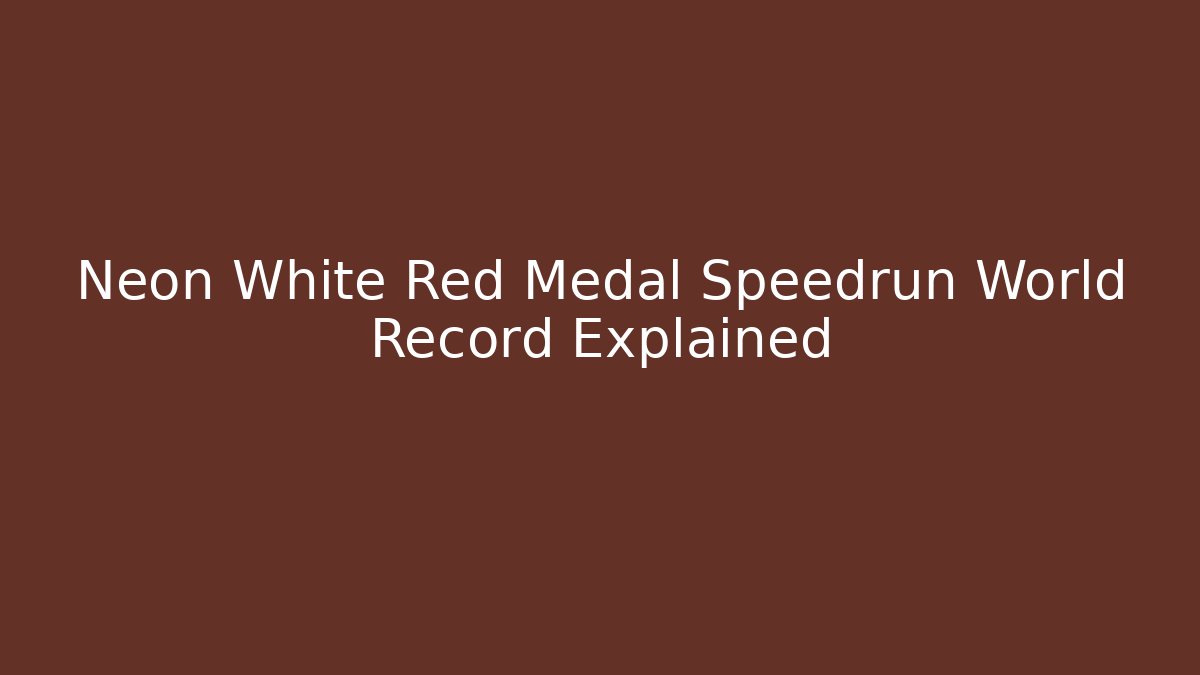 Neon White Red Medal Speedrun World Record Explained - Buddy Program