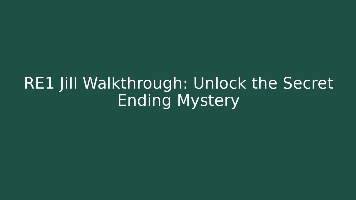 RE1 Jill Walkthrough: Unlock the Secret Ending Mystery