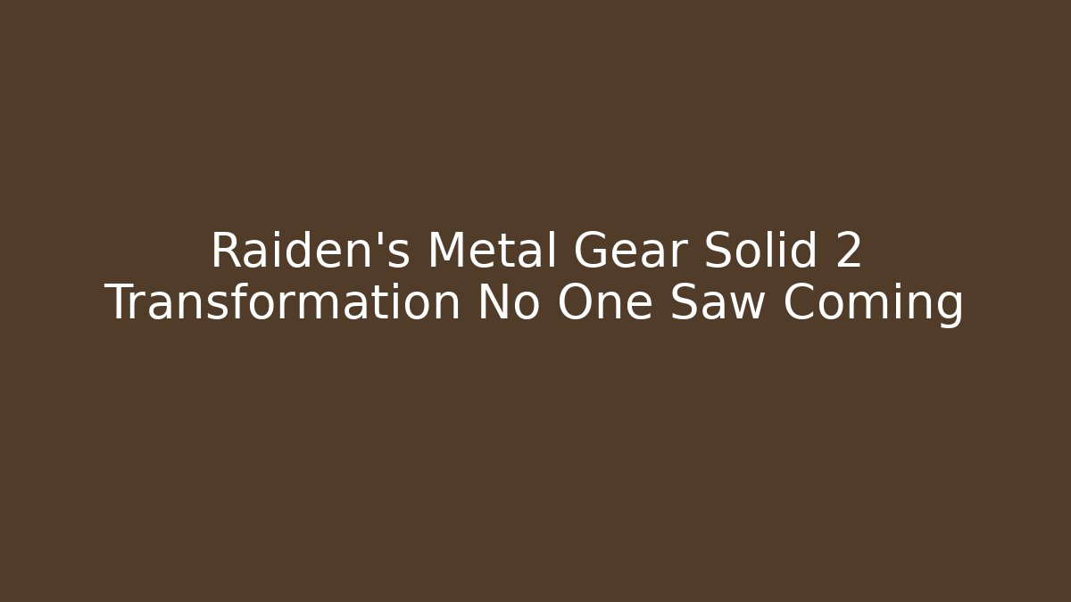 Raiden's Metal Gear Solid 2 Transformation No One Saw Coming - Buddy Program