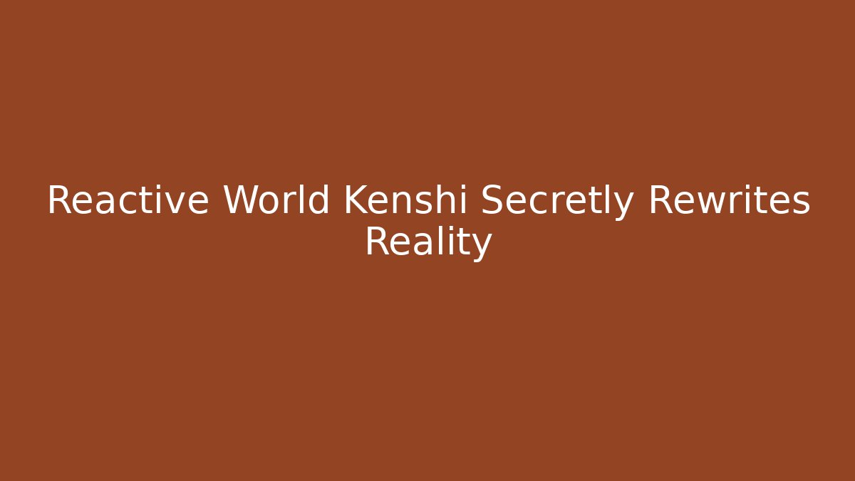Reactive World Kenshi Secretly Rewrites Reality