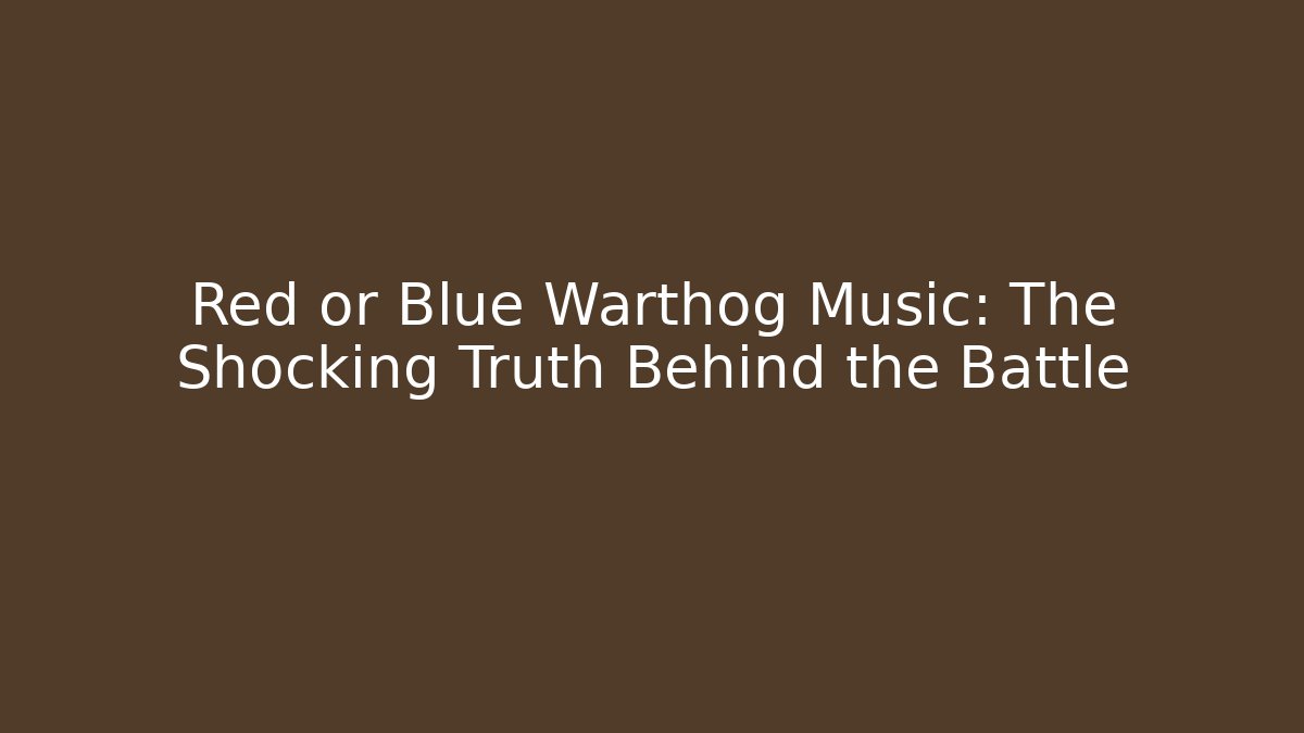 Red or Blue Warthog Music: The Shocking Truth Behind the Battle