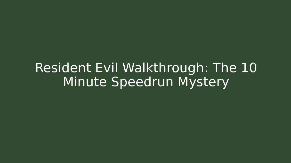 Resident Evil Walkthrough: The 10 Minute Speedrun Mystery