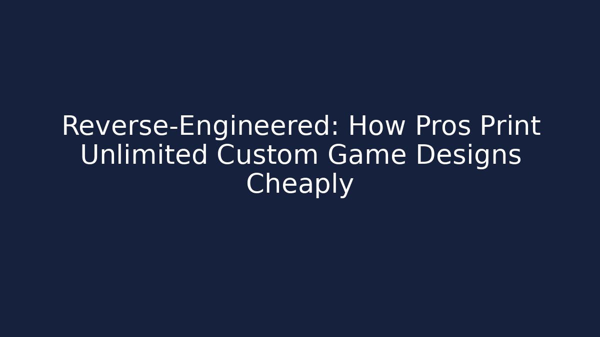 Reverse-Engineered: How Pros Print Unlimited Custom Game Designs Cheaply