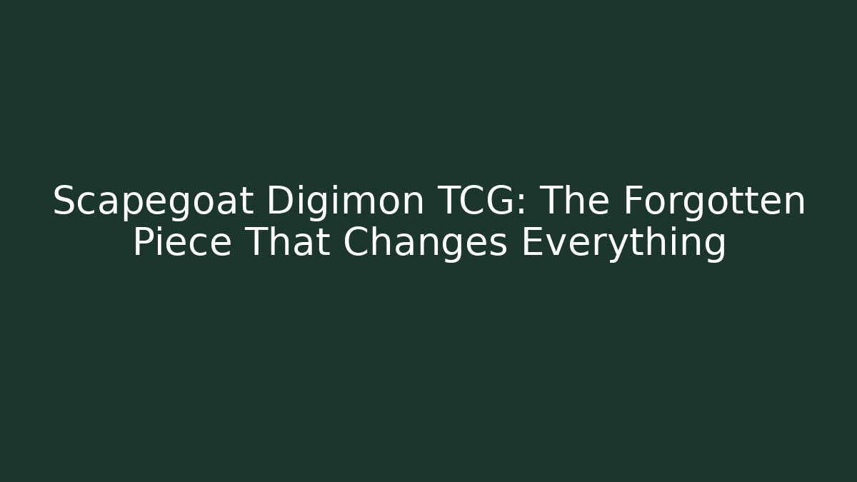 Scapegoat Digimon TCG: The Forgotten Piece That Changes Everything