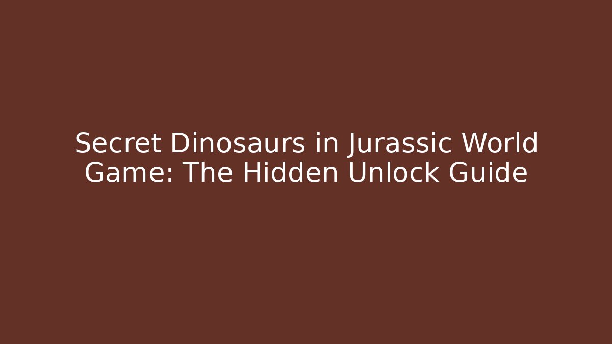 Secret Dinosaurs in Jurassic World Game: The Hidden Unlock Guide