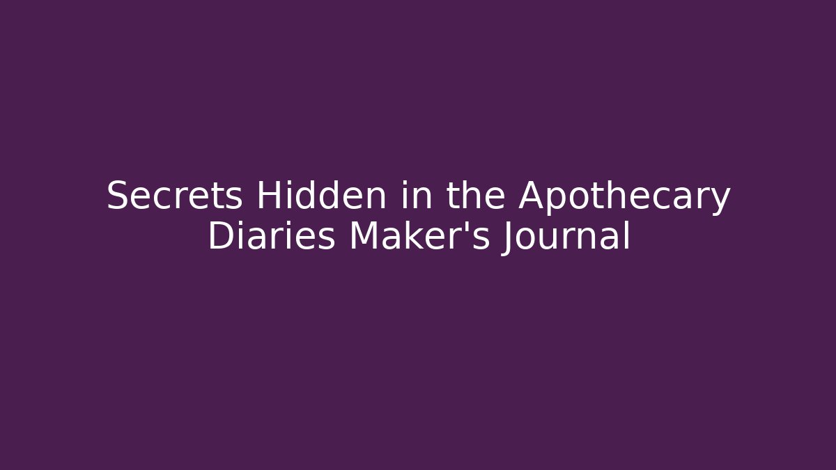 Secrets Hidden in the Apothecary Diaries Maker's Journal