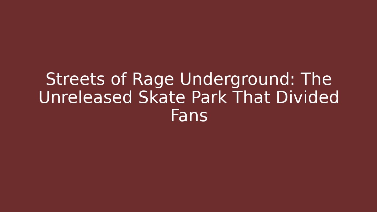 Streets of Rage Underground: The Unreleased Skate Park That Divided Fans