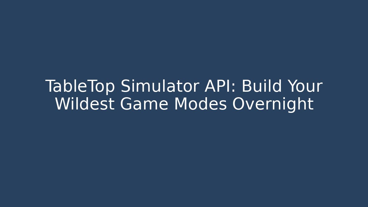 TableTop Simulator API: Build Your Wildest Game Modes Overnight - Buddy Program