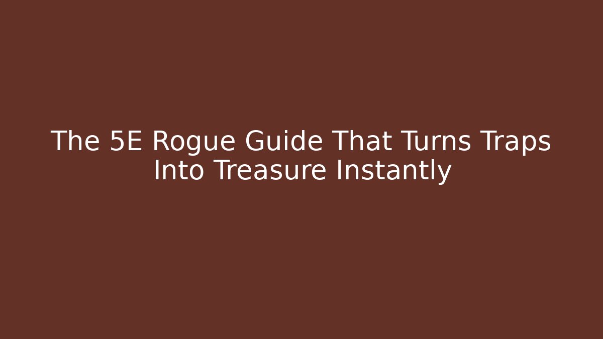 The 5E Rogue Guide That Turns Traps Into Treasure Instantly