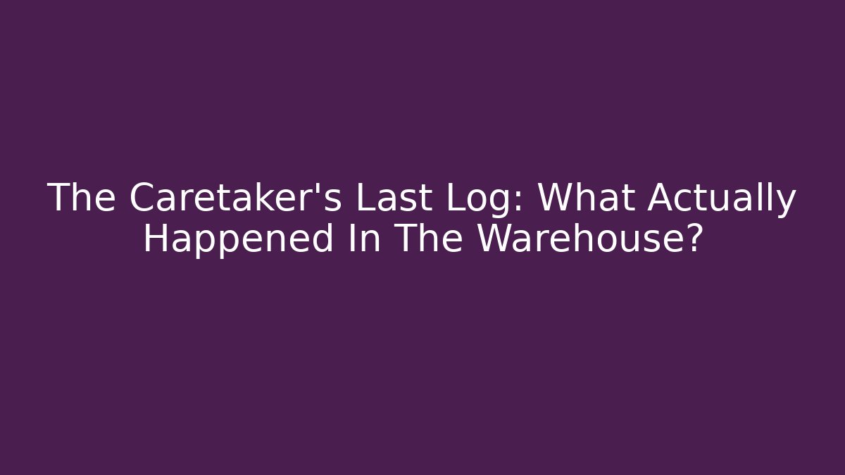 The Caretaker's Last Log: What Actually Happened In The Warehouse?