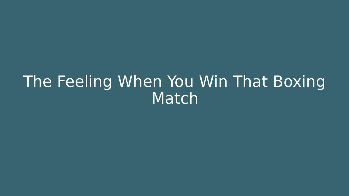 The Feeling When You Win That Boxing Match - Buddy Program