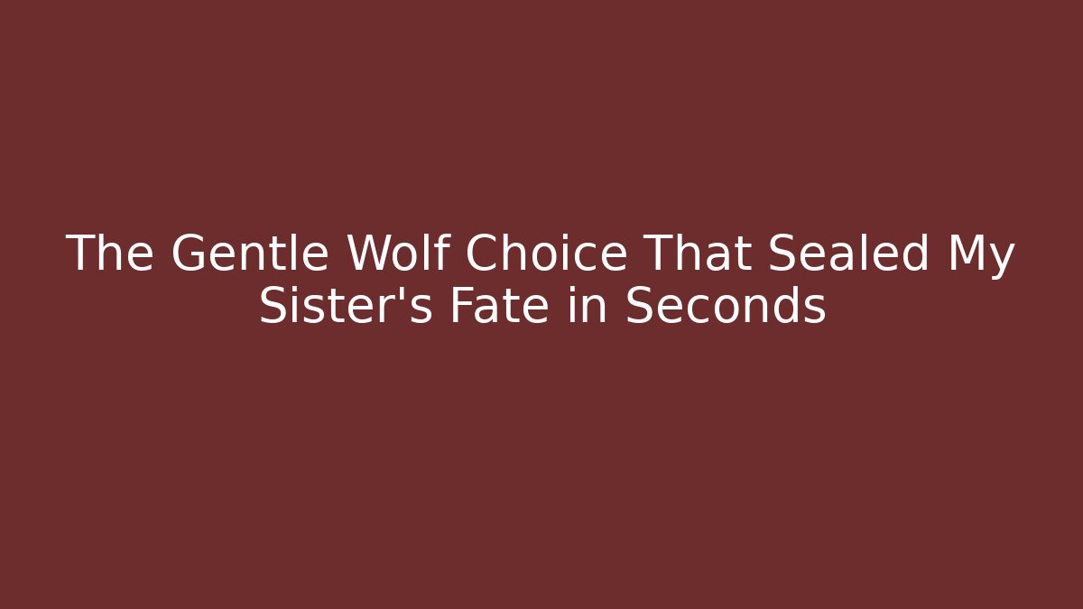 The Gentle Wolf Choice That Sealed My Sister's Fate in Seconds