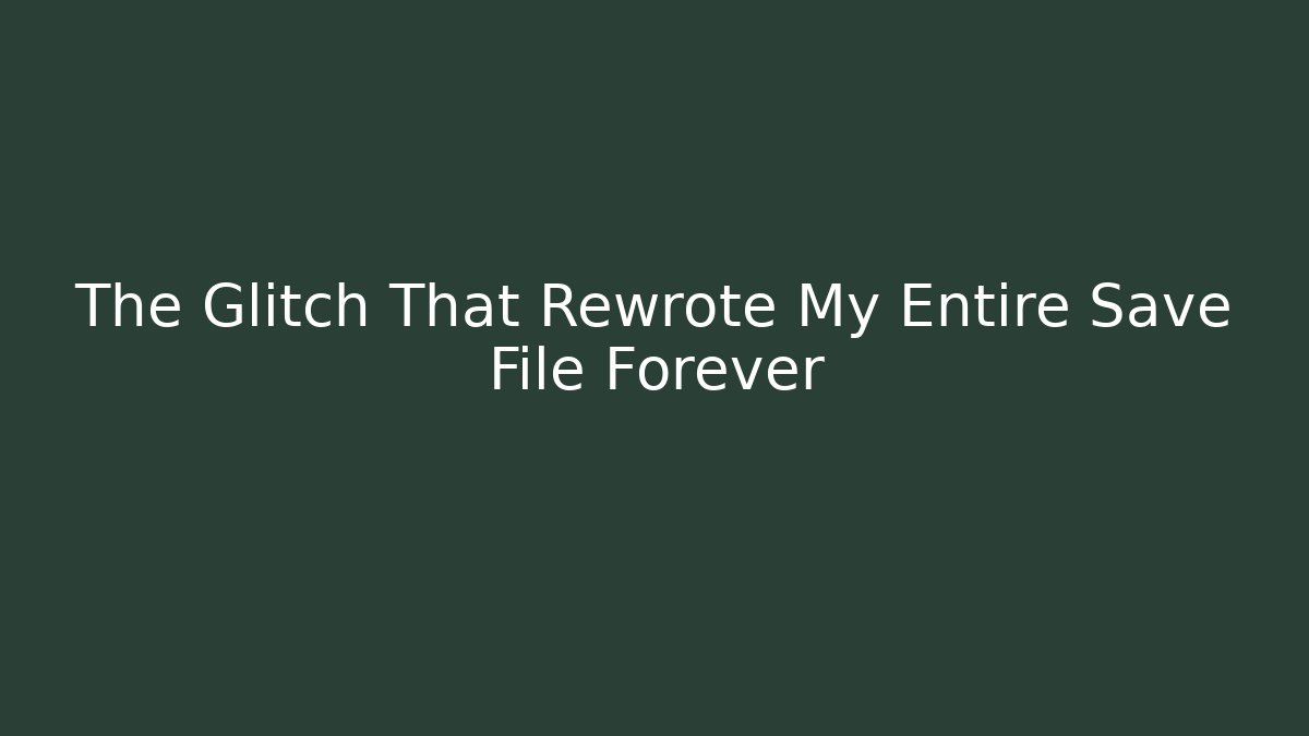 The Glitch That Rewrote My Entire Save File Forever