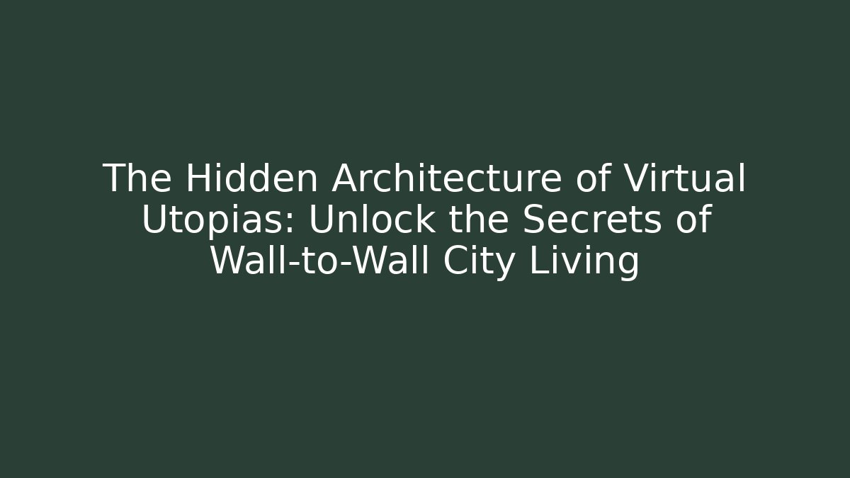The Hidden Architecture of Virtual Utopias: Unlock the Secrets of Wall-to-Wall City Living