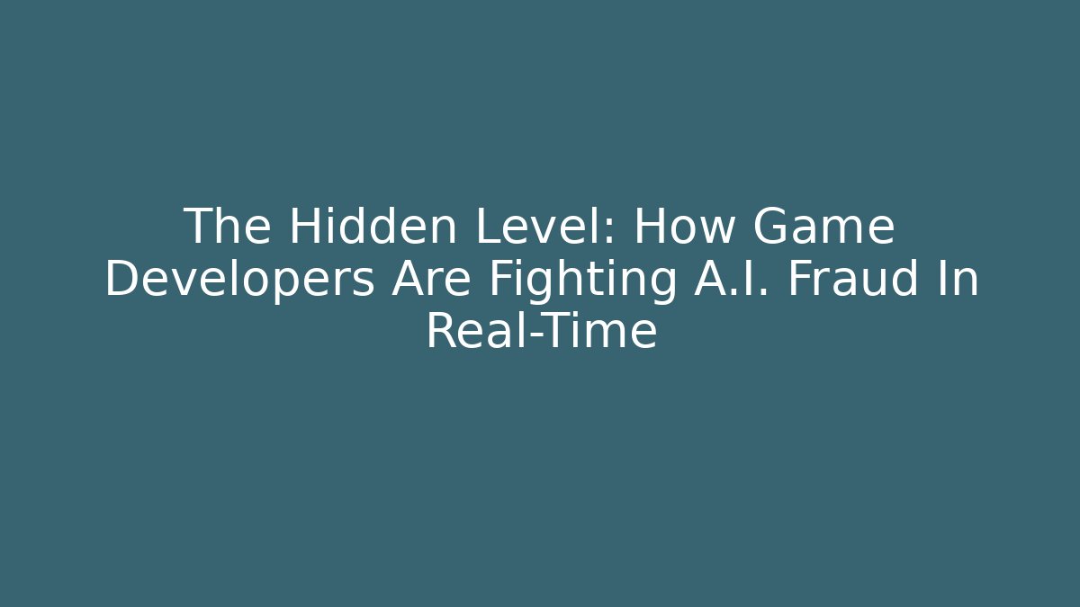 The Hidden Level: How Game Developers Are Fighting A.I. Fraud In Real-Time