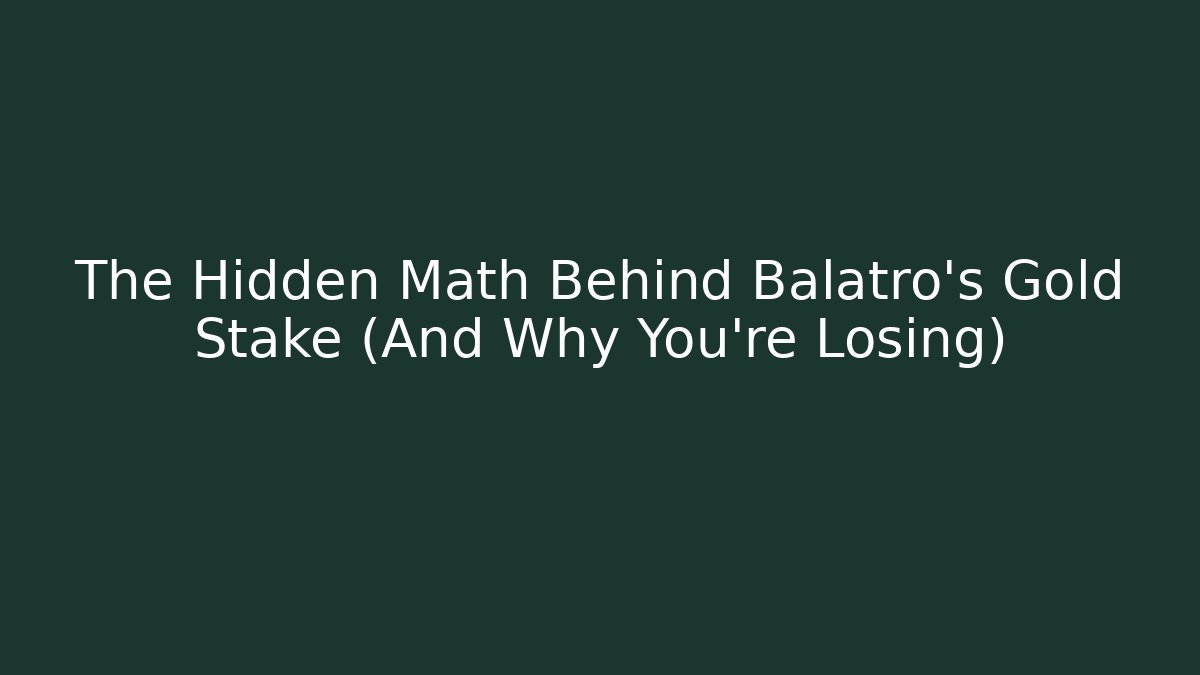 The Hidden Math Behind Balatro's Gold Stake (And Why You're Losing)