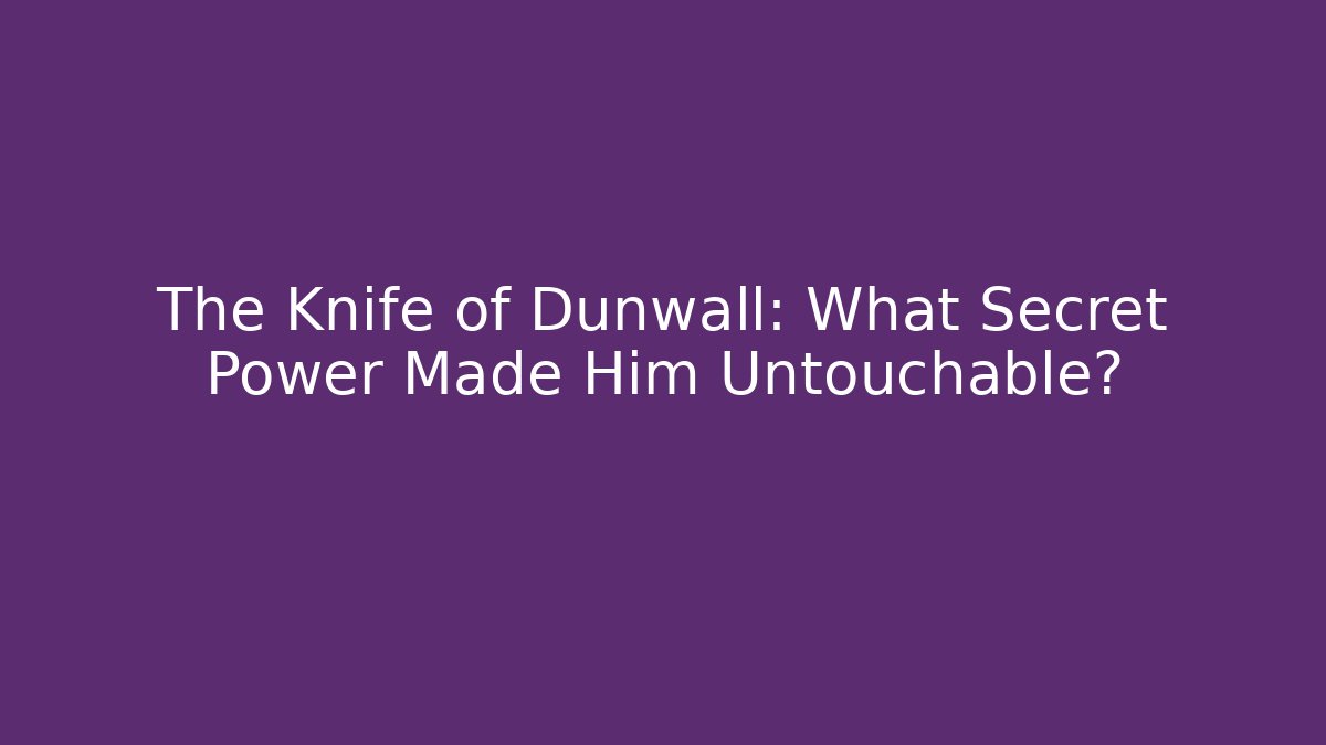 The Knife of Dunwall: What Secret Power Made Him Untouchable?