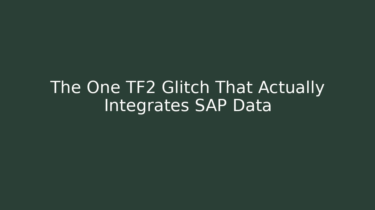 The One TF2 Glitch That Actually Integrates SAP Data