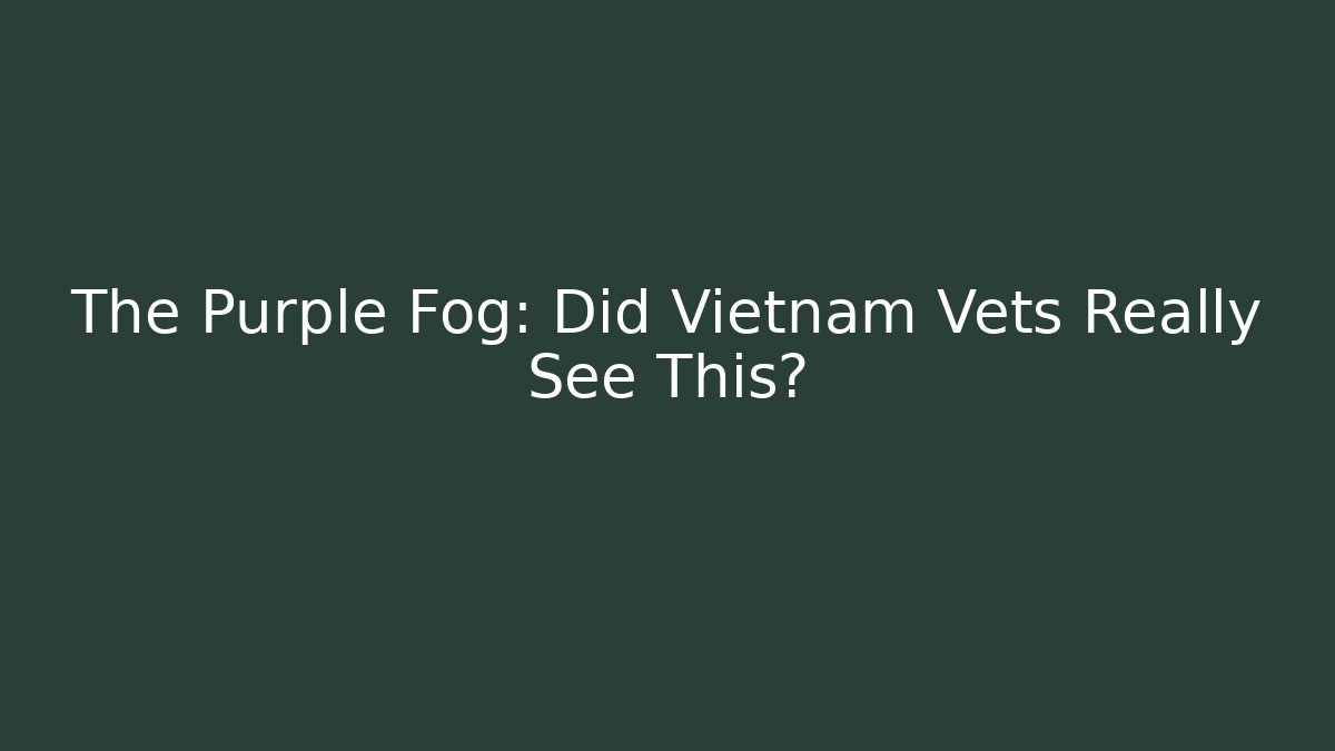 The Purple Fog: Did Vietnam Vets Really See This?
