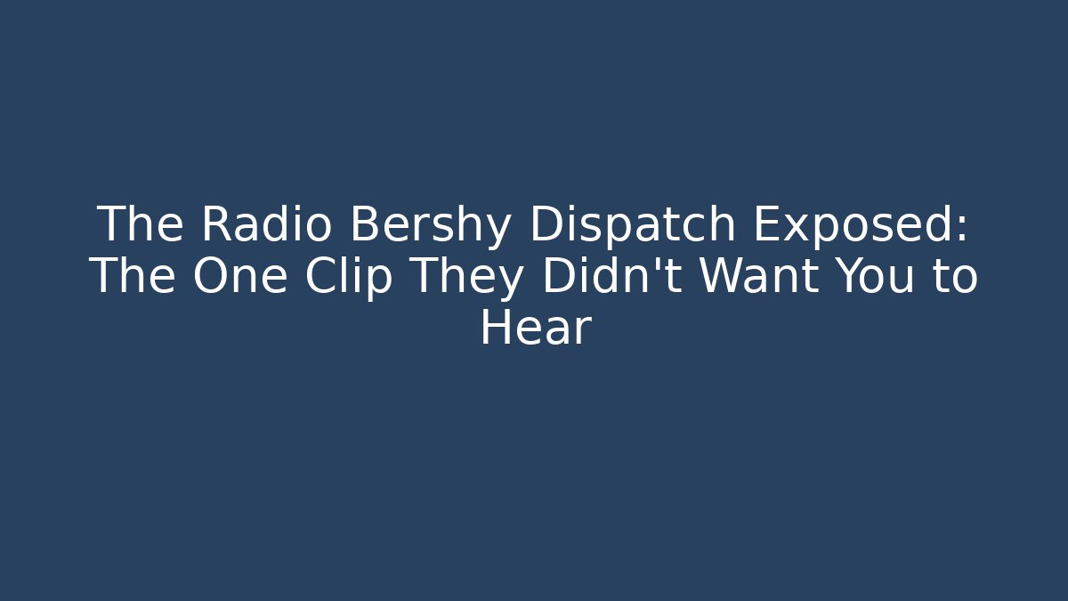 The Radio Bershy Dispatch Exposed: The One Clip They Didn't Want You to Hear