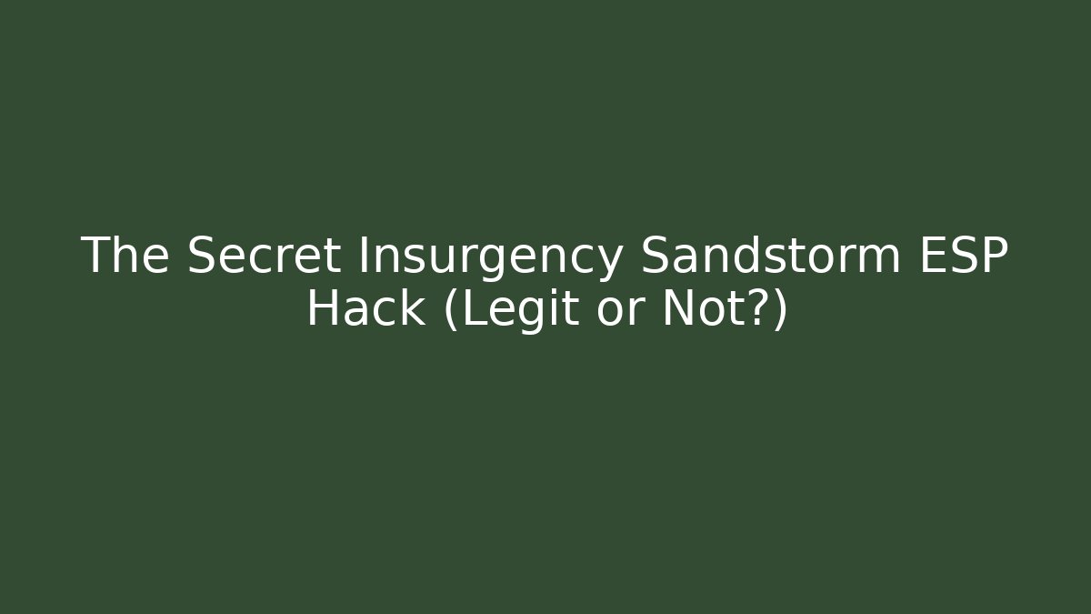 The Secret Insurgency Sandstorm ESP Hack (Legit or Not?)