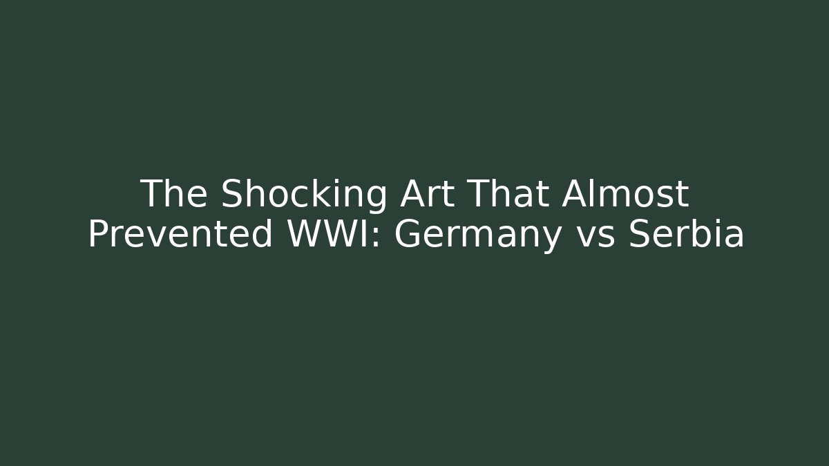 The Shocking Art That Almost Prevented WWI: Germany vs Serbia