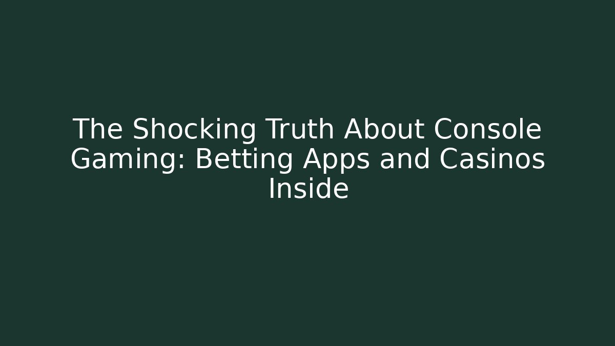 The Shocking Truth About Console Gaming: Betting Apps and Casinos Inside
