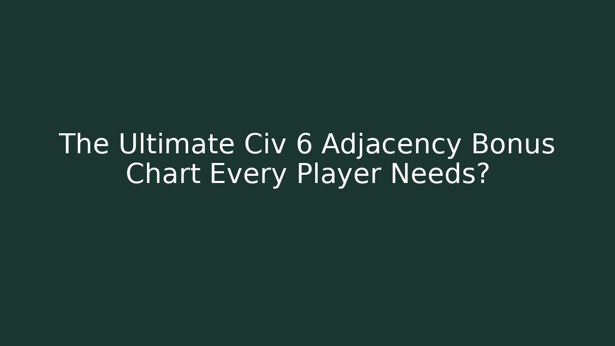 The Ultimate Civ 6 Adjacency Bonus Chart Every Player Needs?