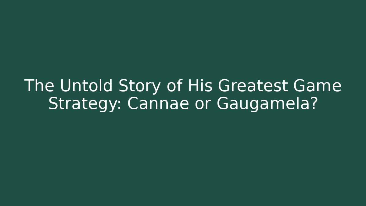 The Untold Story of His Greatest Game Strategy: Cannae or Gaugamela?