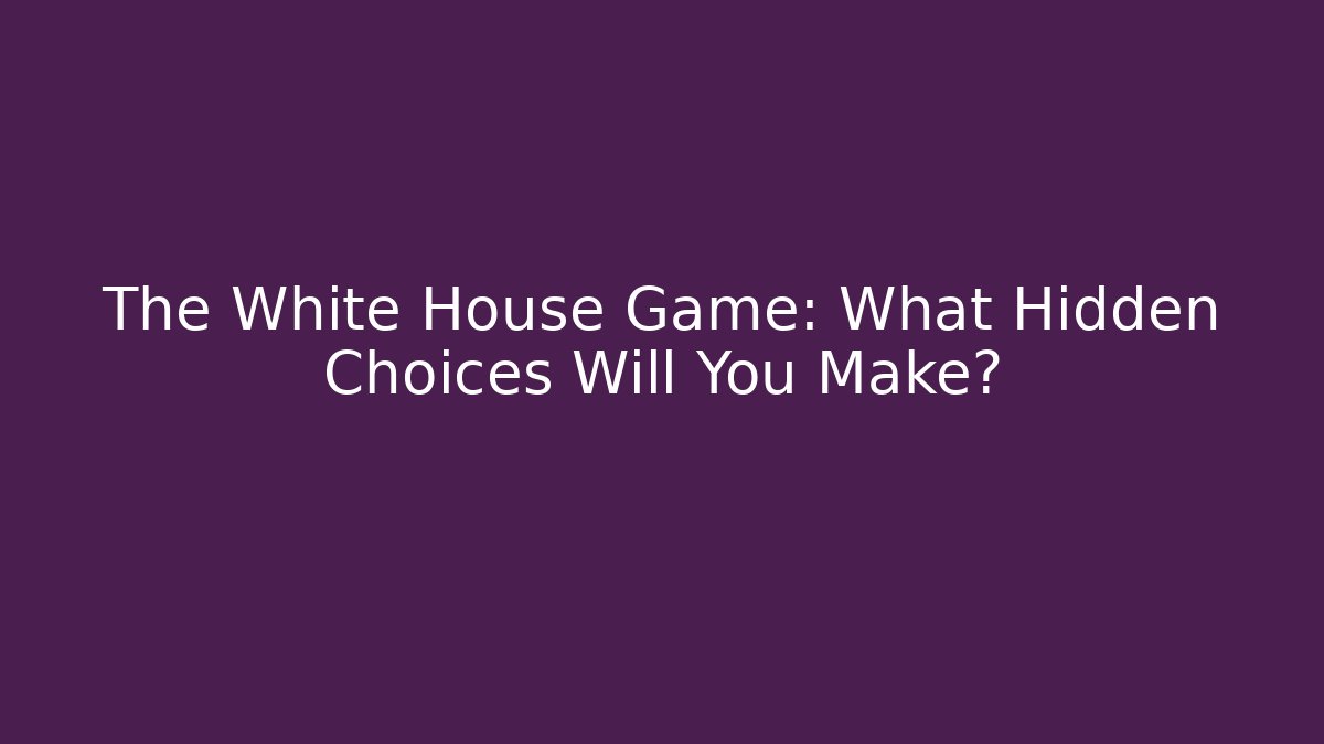 The White House Game: What Hidden Choices Will You Make?