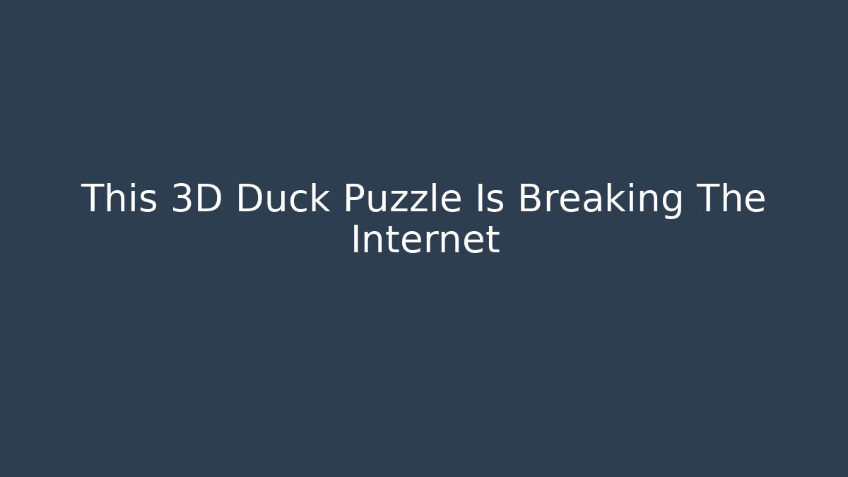 This 3D Duck Puzzle Is Breaking The Internet
