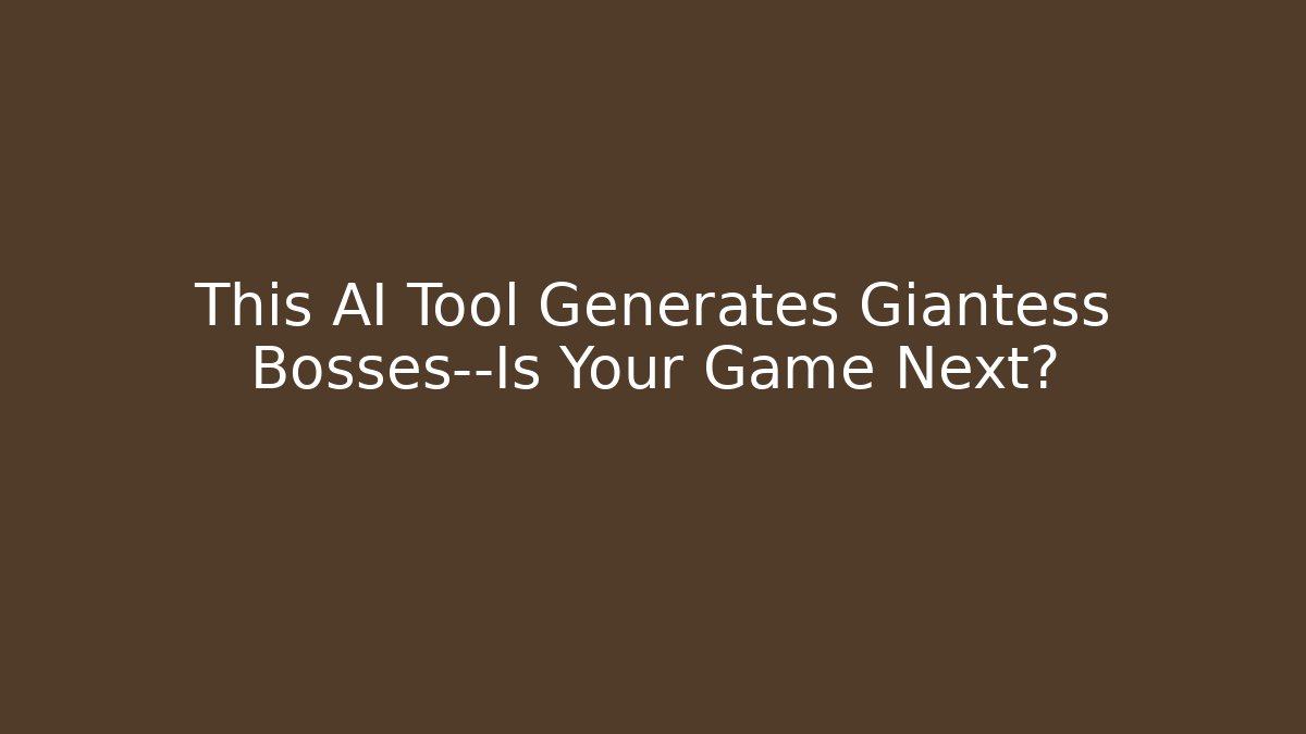 This AI Tool Generates Giantess Bosses—Is Your Game Next? - Buddy Program