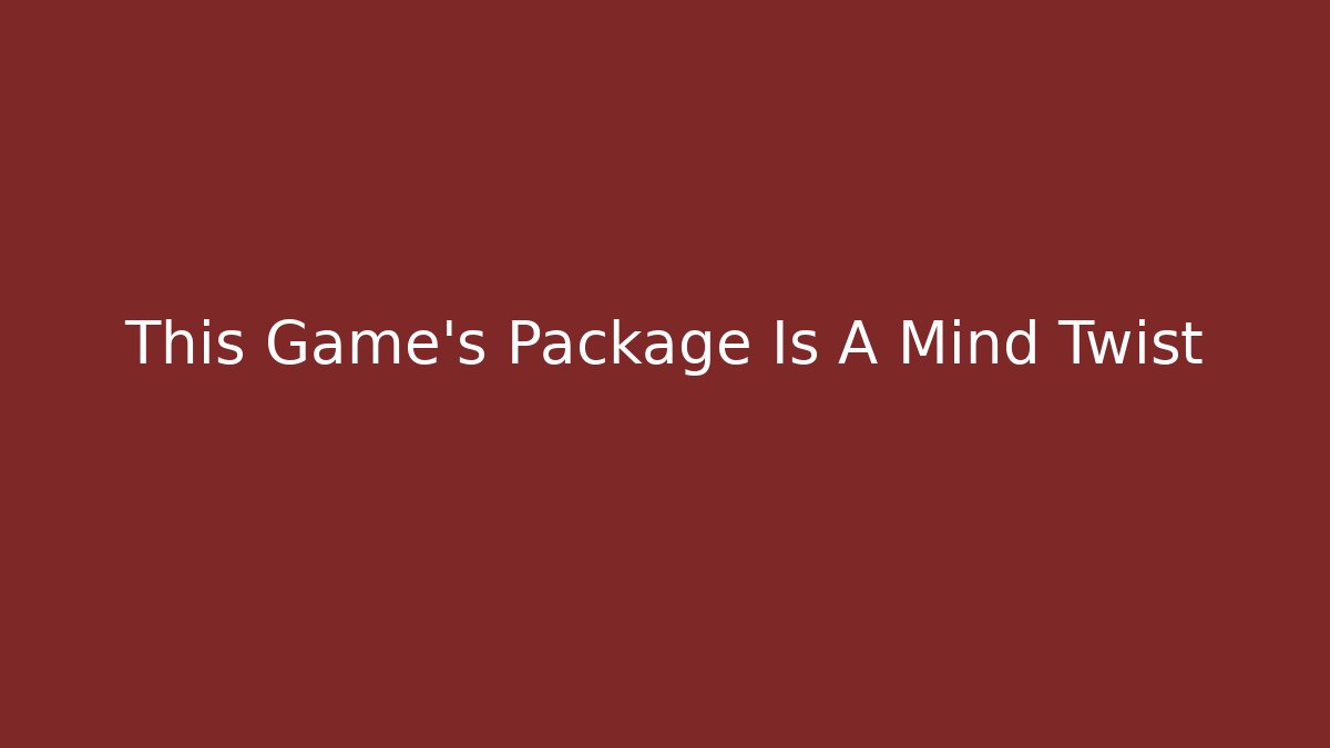 This Game's Package Is A Mind Twist - Buddy Program