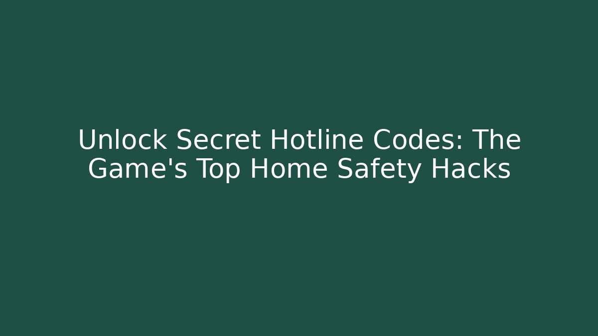 Unlock Secret Hotline Codes: The Game's Top Home Safety Hacks