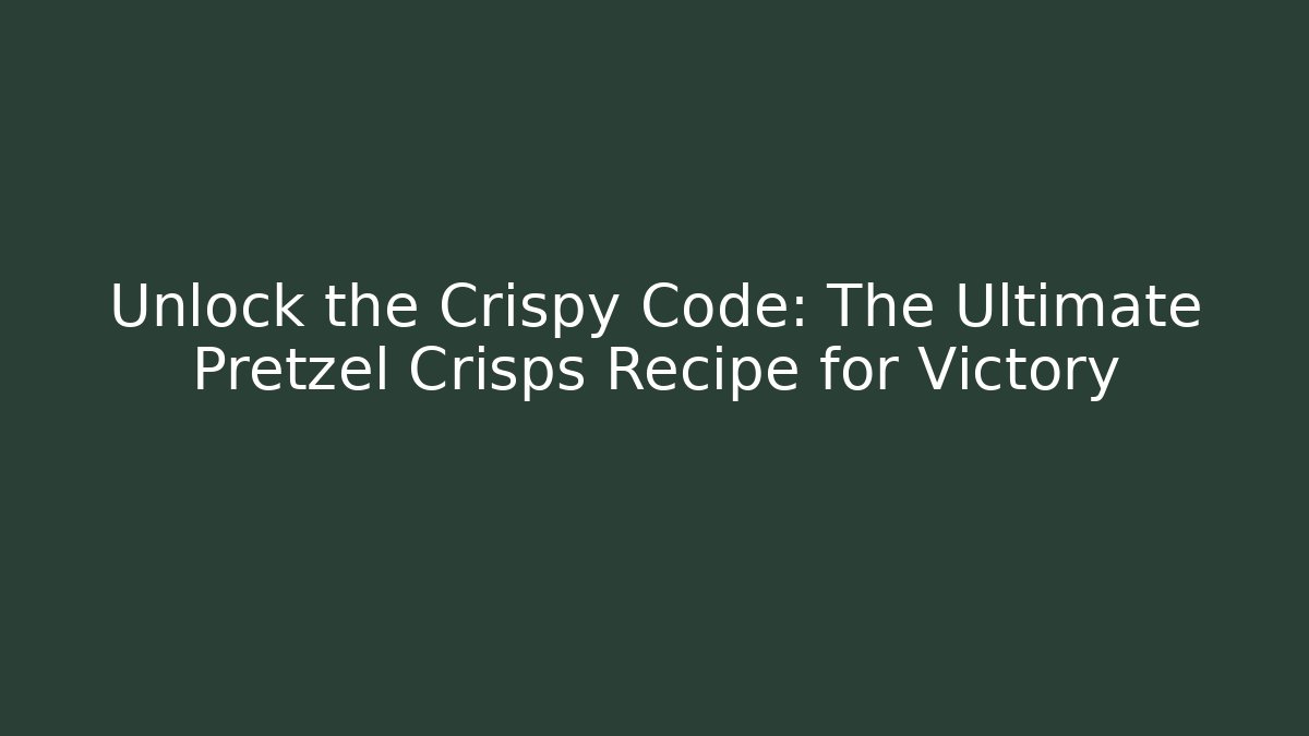 Unlock the Crispy Code: The Ultimate Pretzel Crisps Recipe for Victory