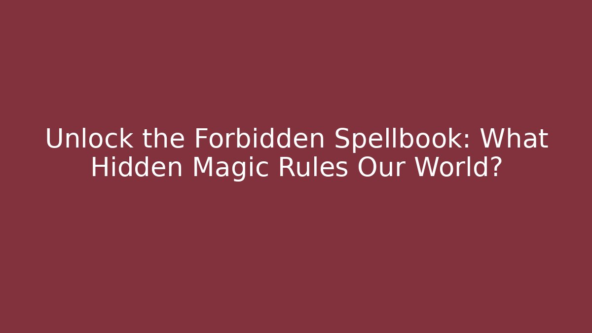 Unlock the Forbidden Spellbook: What Hidden Magic Rules Our World?