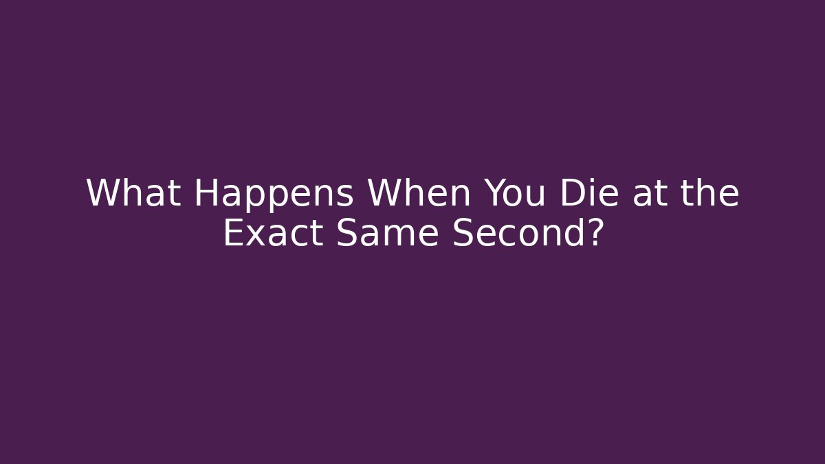 What Happens When You Die at the Exact Same Second?