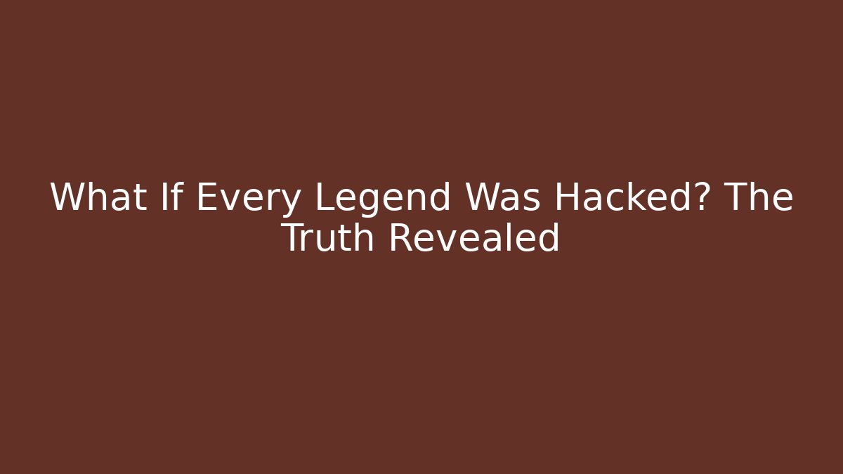 What If Every Legend Was Hacked? The Truth Revealed