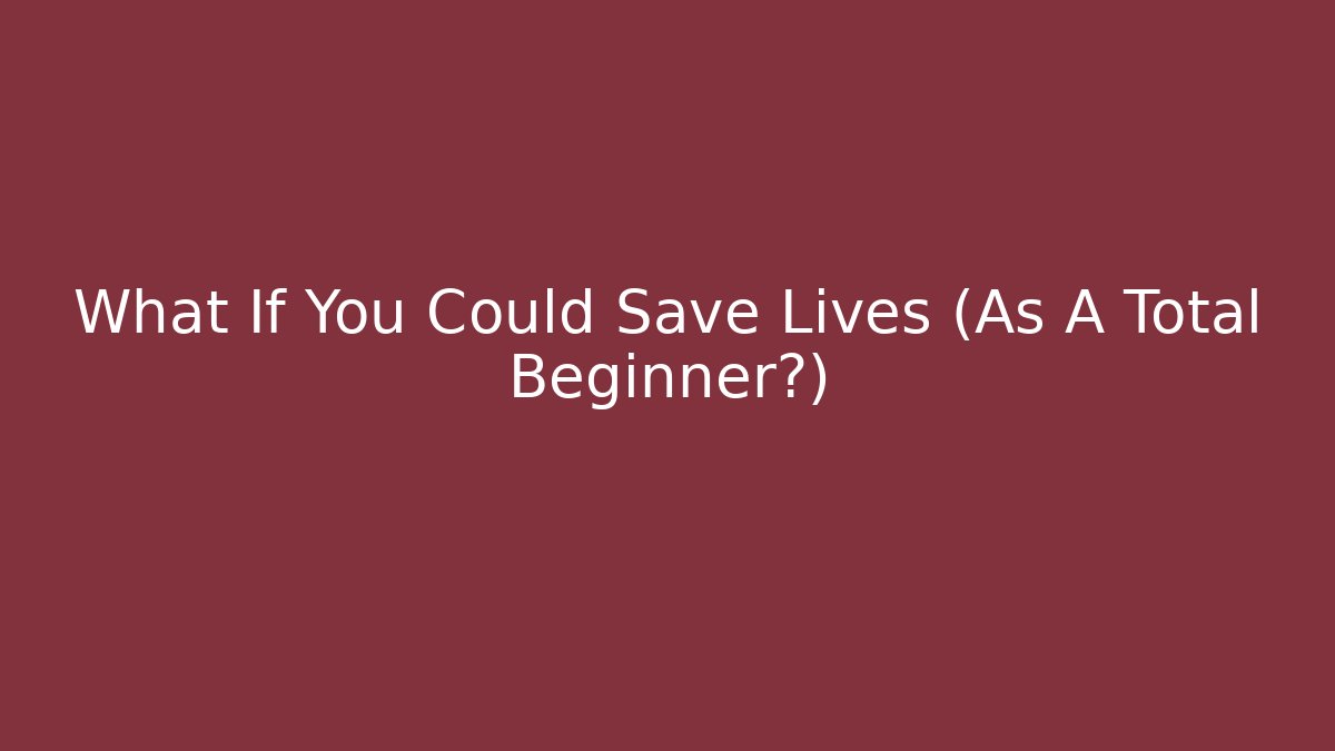 What If You Could Save Lives (As A Total Beginner?) - Buddy Program