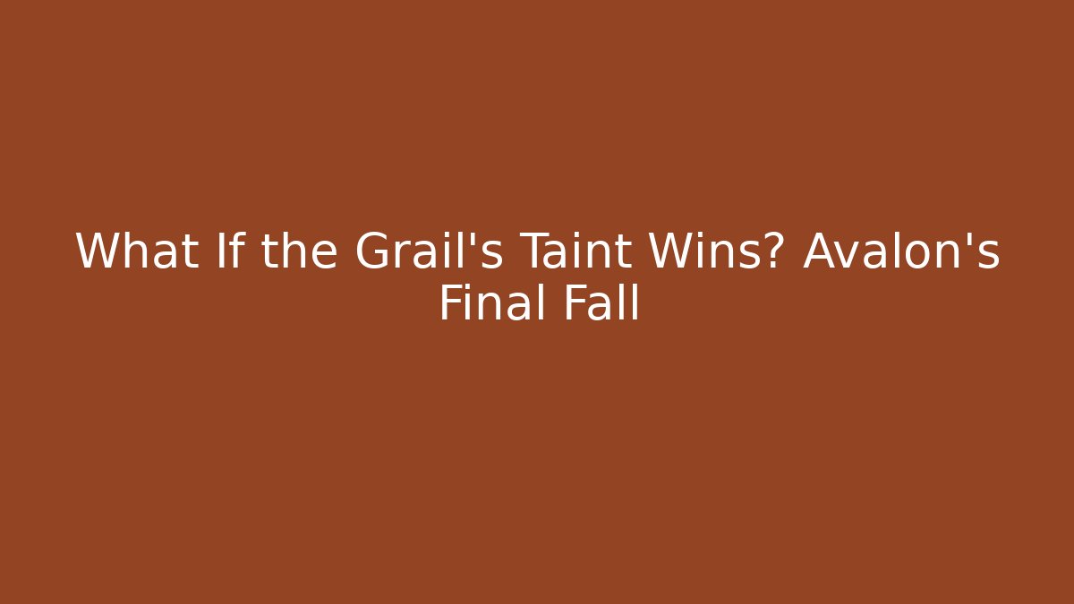 What If the Grail's Taint Wins? Avalon's Final Fall