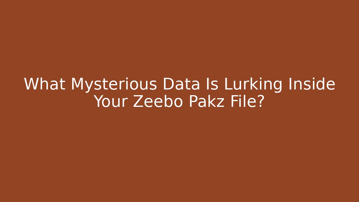 What Mysterious Data Is Lurking Inside Your Zeebo Pakz File? - Buddy Program