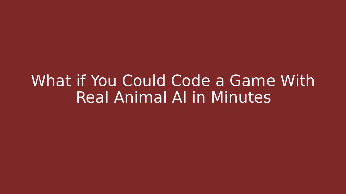 What if You Could Code a Game With Real Animal AI in Minutes