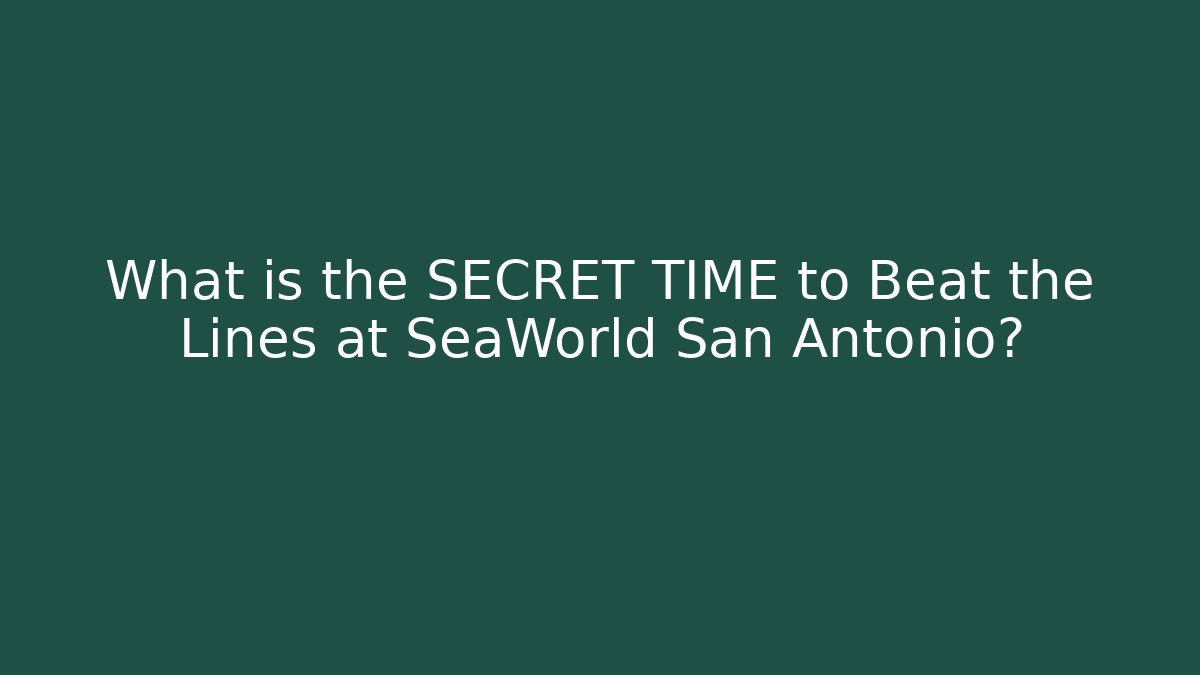 What is the SECRET TIME to Beat the Lines at SeaWorld San Antonio?