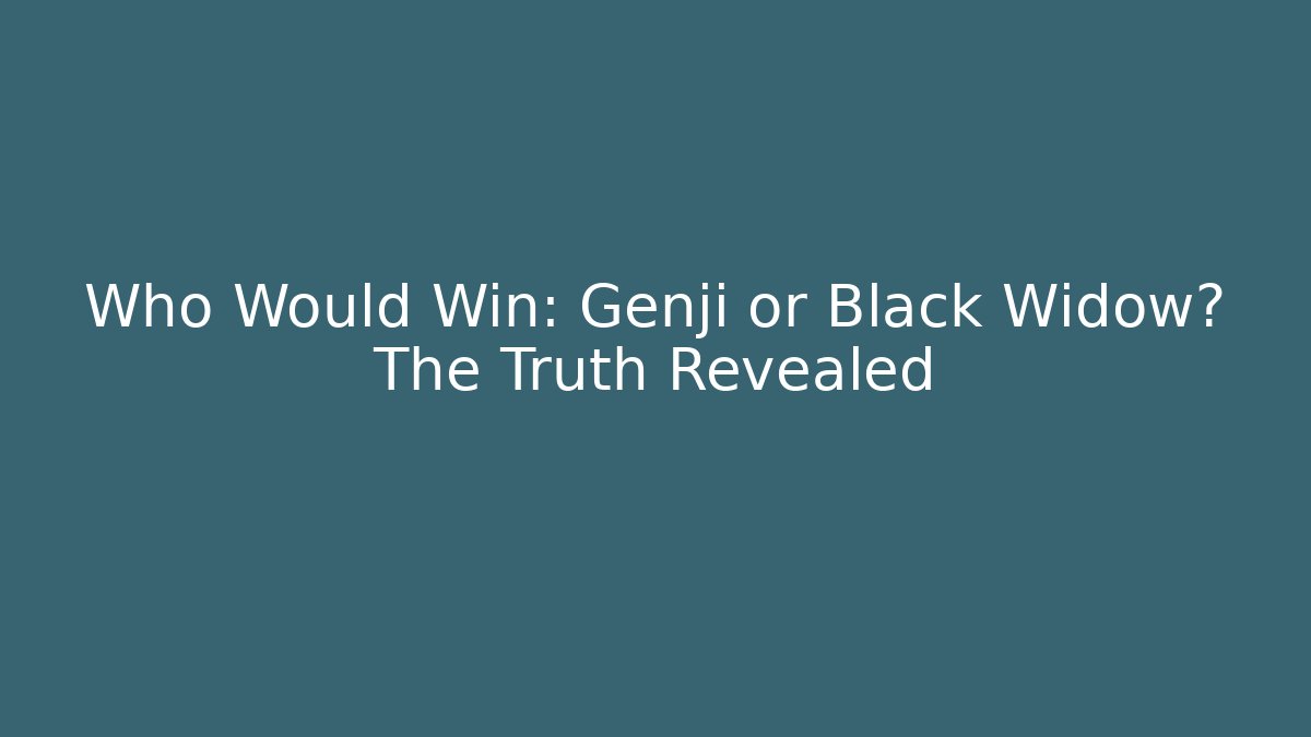 Who Would Win: Genji or Black Widow? The Truth Revealed - Buddy Program