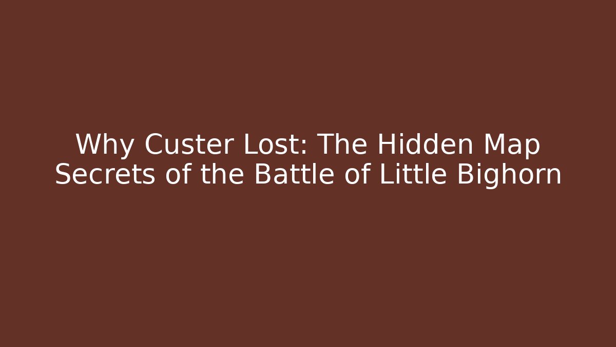 Why Custer Lost: The Hidden Map Secrets of the Battle of Little Bighorn