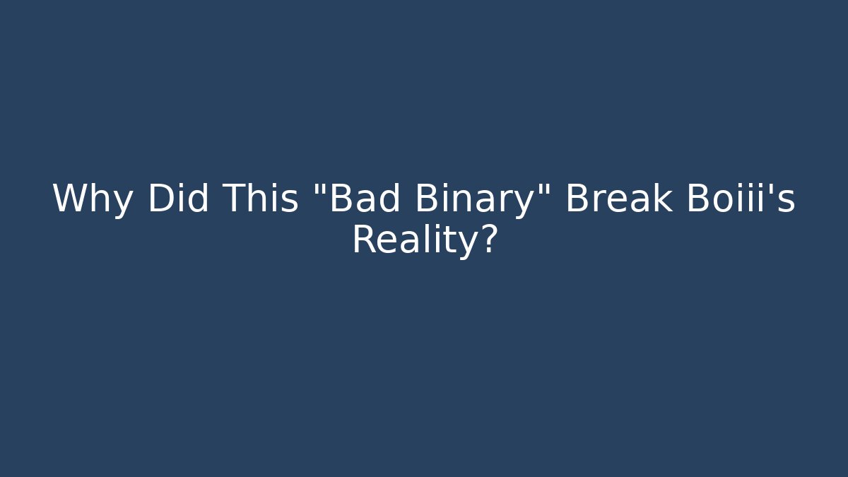 Why Did This “Bad Binary” Break Boiii’s Reality?