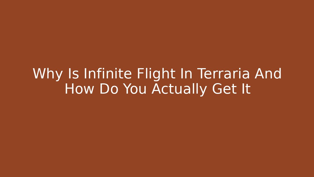 Why Is Infinite Flight In Terraria And How Do You Actually Get It