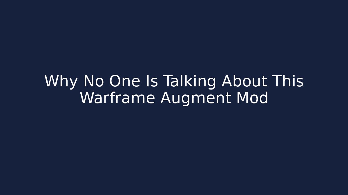 Why No One Is Talking About This Warframe Augment Mod - Buddy Program
