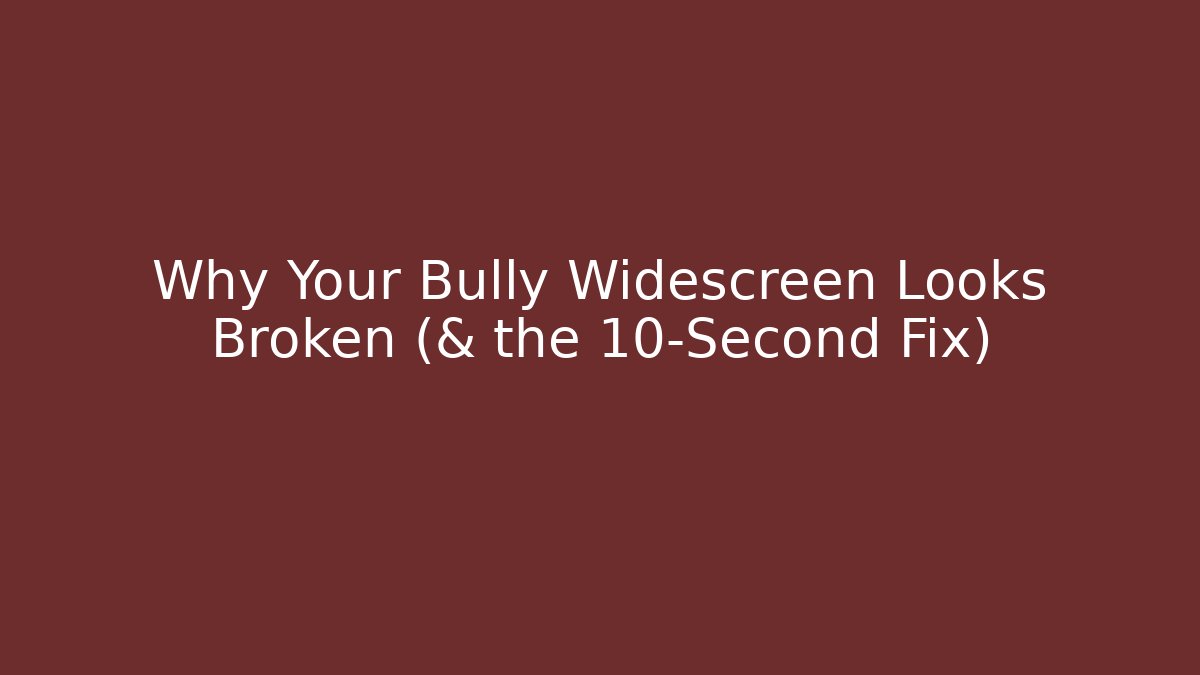 Why Your Bully Widescreen Looks Broken (& the 10-Second Fix)